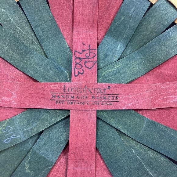 Vintage Longaberger Christmas Caroling Basket Red Green Round Protector 2003 - Picture 8 of 11